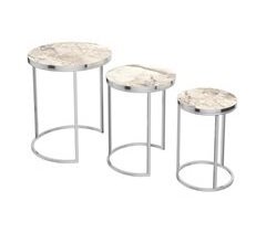Set de 3 mesas nido Bornholm varios tamaños aglomerado y metal 30x30