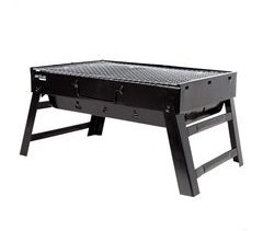 Barbacoa portátil plegable rectangular negra Aktive