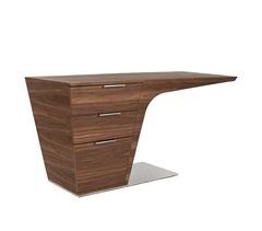 ANGEL CERDA Escritorio nogal y base acero cromado