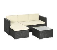 Muebles de Ratán Ratán PE, Poliéster, Acero Galvanizado Outsunny