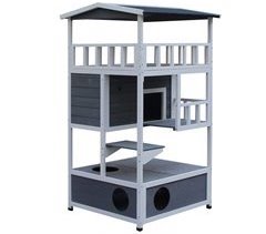 Caseta para Gatos Madera de Abeto PawHut