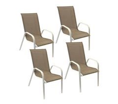 Juego de 4 sillas MARBELLA de textileno y aluminio