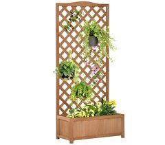 Jardinera con Enrejado Madera de Abeto Outsunny