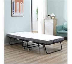 Cama Plegable Acero, Espuma, Poliéster HOMCOM