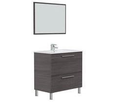 Mueble baño Luis 1 cajón 1 puerta espejo, sin lavabo, Gris ceniza