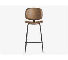 Taburete deco PU alto fijo marrón