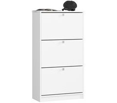Zapatero con 3 compartimentos AKORD Blanco 60 cm 3 puertas basculantes frente en color Blanco  60x28,5x113 cm 60