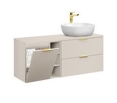 Mueble lavabo individual 3 compartimientos cesto de ropa Adriel