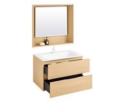 SoBuy Mueble bajo lavabo con espejo Madera BZR198-N