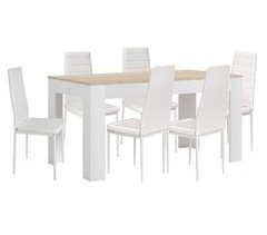 Mesa Extensible de Comedor o Cocina + 6 Sillas en Polipiel/metal 178x80