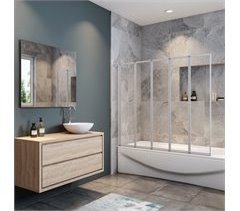Mampara de Bañera Plegable,Vidrio Templado 4mm,Altura 140cm