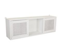 Estante de pared de madera y rejilla