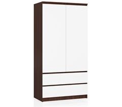 Armario S90 AKORD 2 cajones 2 puertas color Wengue, Blanco 90