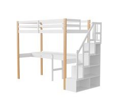 Cama, escalera, cama de madera maciza