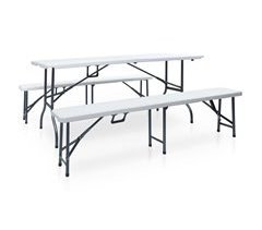 Mesa de jardín plegable con  bancos acero  HDPE