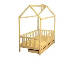 Cama infantil cabina de madera con cajón y base 80x160