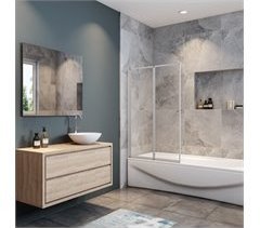 Mampara de Bañera Plegable,Vidrio Templado 4mm,Altura 140cm