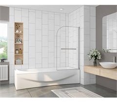 Mampara de Bañera Pivotante Simple 1 Hoja Vidrio Templado 5mm con Toallero 40cm,Altura 140cm