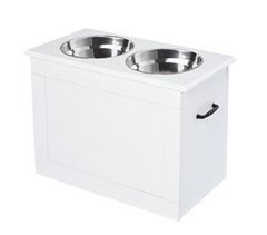 Comedero para Perros MDF, Acero Inoxidable PawHut