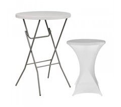 Set Mesa Plegable Redonda Alta y Funda Protectora Catering 7house 80x80