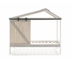 Cama cabaña JEREMIEL 90cm blanco rústico y gris claro