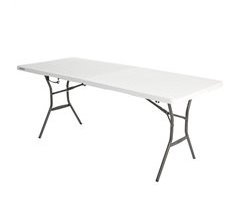 Mesa rectangular plegable blanco efecto granito LIFETIME 184 x 76 x 73,5 cm