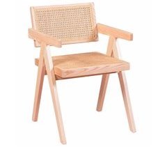 Silla clásica con reposabrazos en rattan y fresno - Compass