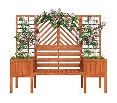 Jardinera de madera maciza con enrejados