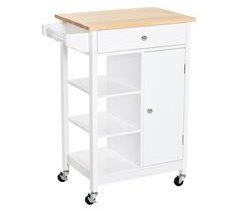 Carrito de Cocina MDF y Madera de Caucho HOMCOM, hogar - cocina