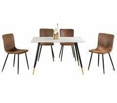 Conjunto de mesa y 4 sillas efecto mármol