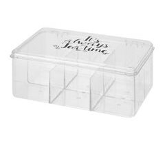 Caja de té PS transparente ,6 compartimentos y diseño impreso