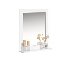 2 en 1 Espejo y Estante de Baño FRG129-W SoBuy