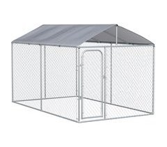 Perrera de Exterior Metal Galvanizado, Tela Oxford PawHut