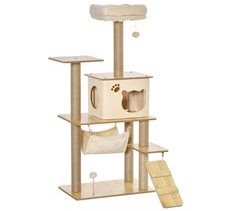 Árbol para Gatos MDF, Yute, Felpa PawHut