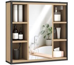 Armario con Espejo Melamina de Madera HOMCOM, hogar - baño