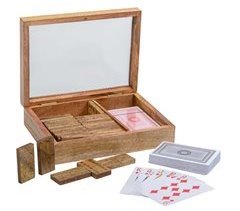 Juego 2 en 1 (Dominó+cartas) en caja de madera
