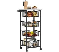 Carrito de Cocina Acero, MDF HOMCOM, hogar - cocina