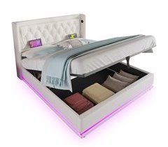 Cama de matrimonio de poliuretano con almacenaje 150x210