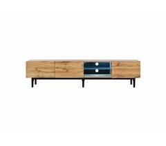 Mueble de TV moderno con efecto madera y luces LED variables