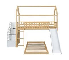 Litera cabaña infantil de madera maciza