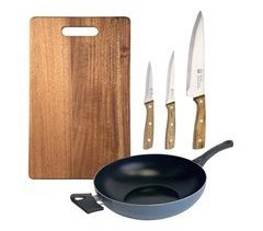 Wok con 3 Cuhillos y Tabla de corte NOIA San Ignacio