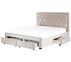 Beliani Cama con cajones Terciopelo LIEVIN 185x217