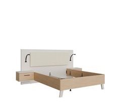 Set cama TOSCANA cabecero y mesitas roble y crema