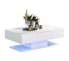 Mesa de centro rectangular de panel de partículas con 2 cajónes