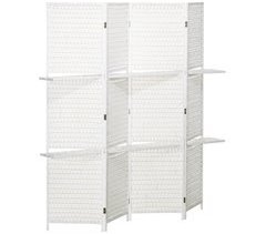 Biombo Separador Cuerda de Papel, Bambú, Madera de Pino HOMCOM