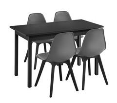 Juego de comedor Mesa + 4x sillas Horten acero MDF + plástico 120x60