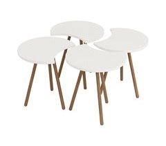 Set de 4 mesas de centro Nido Højer aglomerado/haya 77x77
