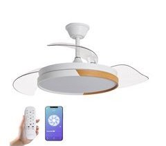 YOEVU NATURE, Ventilador techo WiFi, luz LED regulable