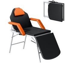 Camilla Estética Plegable Cuero Sintético, Acero HOMCOM