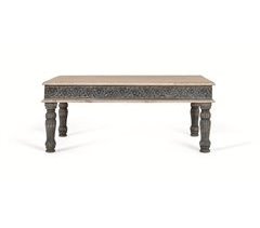 Mesa de centro de madera de mango y base de hierro fabricada a mano